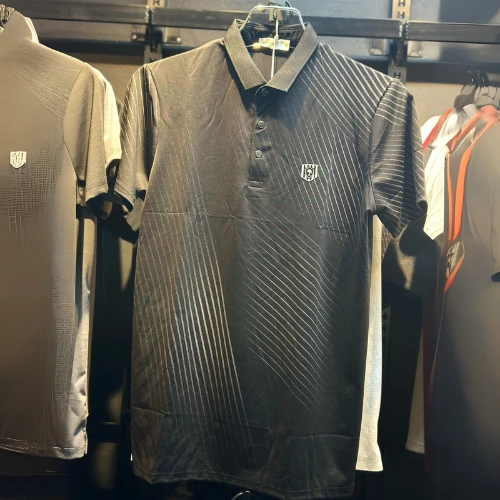 Classic with a Twist  | Black Polo Shirt with Intricate Line Design