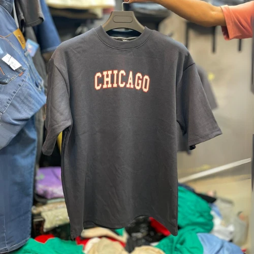 CHICAGO Printed | Dark Gray Cotton DropShoulder T-Shirt for Men - Trendy & Comfo