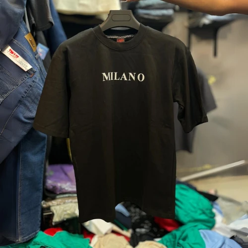 MILANO Printed | Black Cotton DropShoulder T-Shirt for Men - Trendy & Comfo