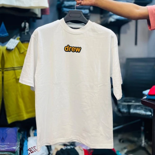 drew Printed | Cream Colour Cotton DropShoulder T-Shirt for Men