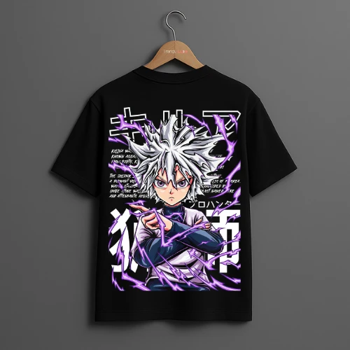Killua Zoldyck Anime Graphic T-shirt – Black Tee for Hunter x Hunter Fans